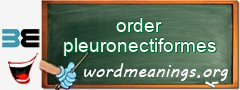 WordMeaning blackboard for order pleuronectiformes